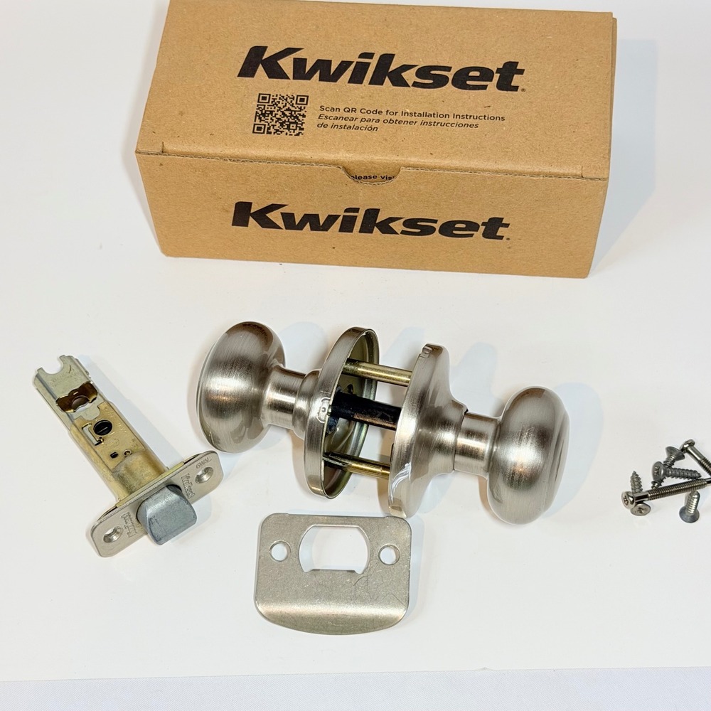 Kwikset Polo Passage Door Knob Set Satin Nickel Interior Hall Closet Non-Locking